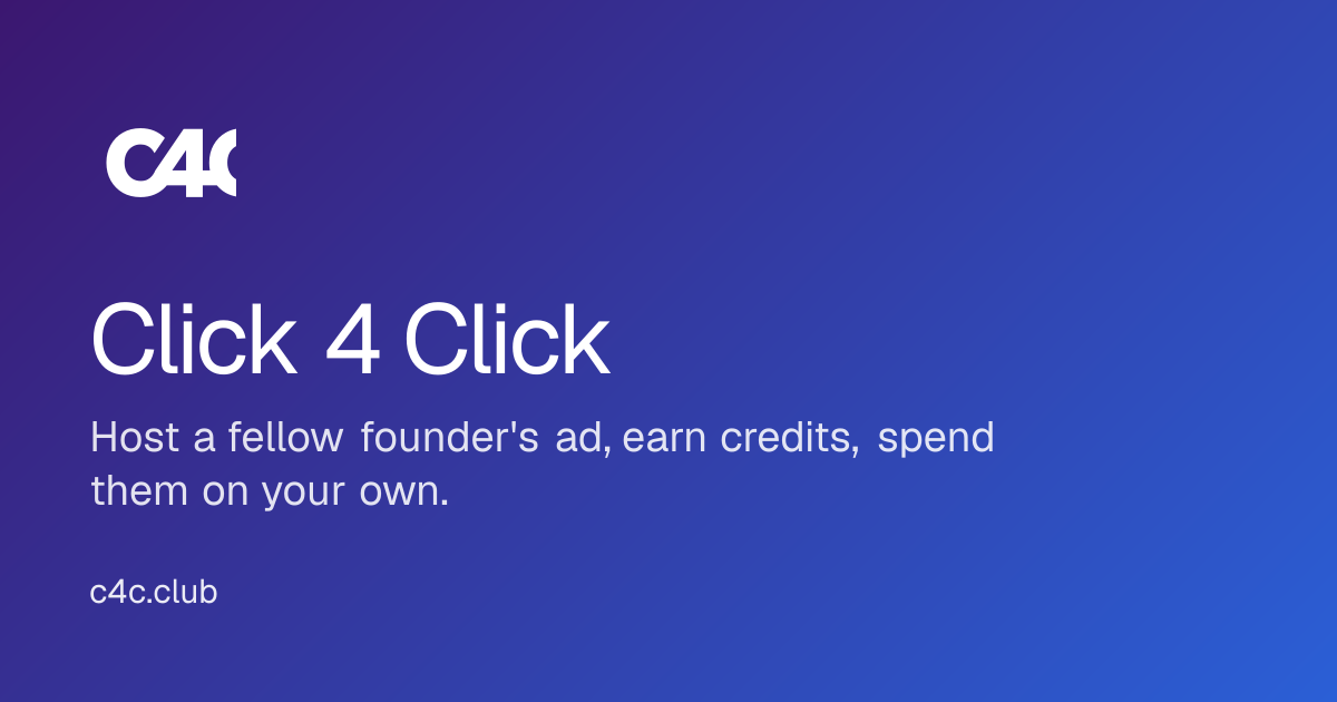 I launched a click-for-click ad exchange yesterday — first day: 1,712 views and 38 clicks